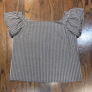 EXPRESS Black and White Checkered Blouse - LARGE